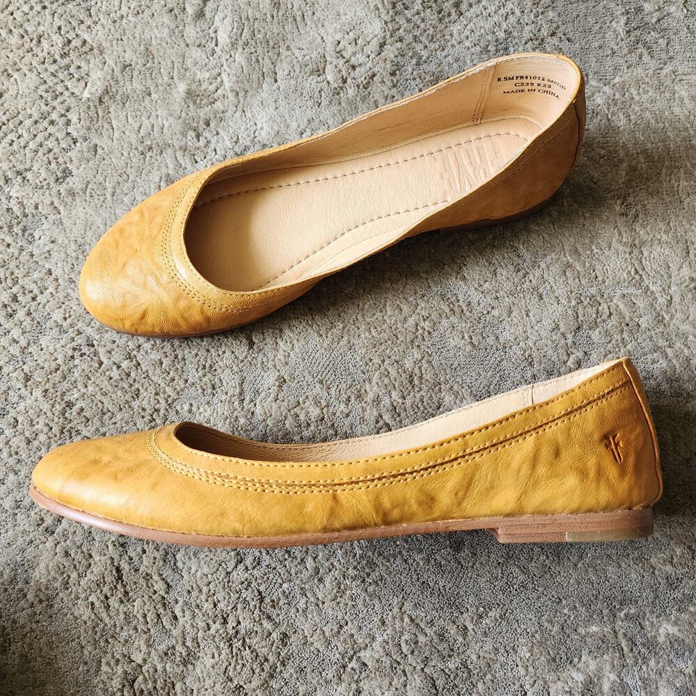 Frye Ballet Flat 8.5 M Marigold Leather Flats Women's Shoes Old Money Academia